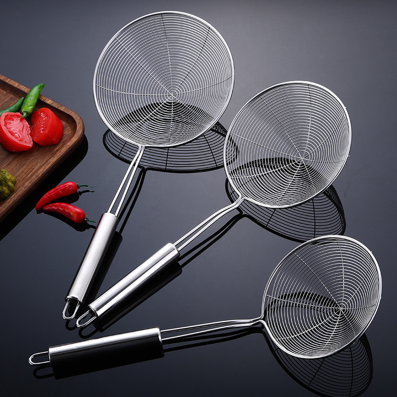 Exclusive stainless steel slotted spoon wire strainer hot pot frying oil strainer mesh strainer 201 round tube skimmer