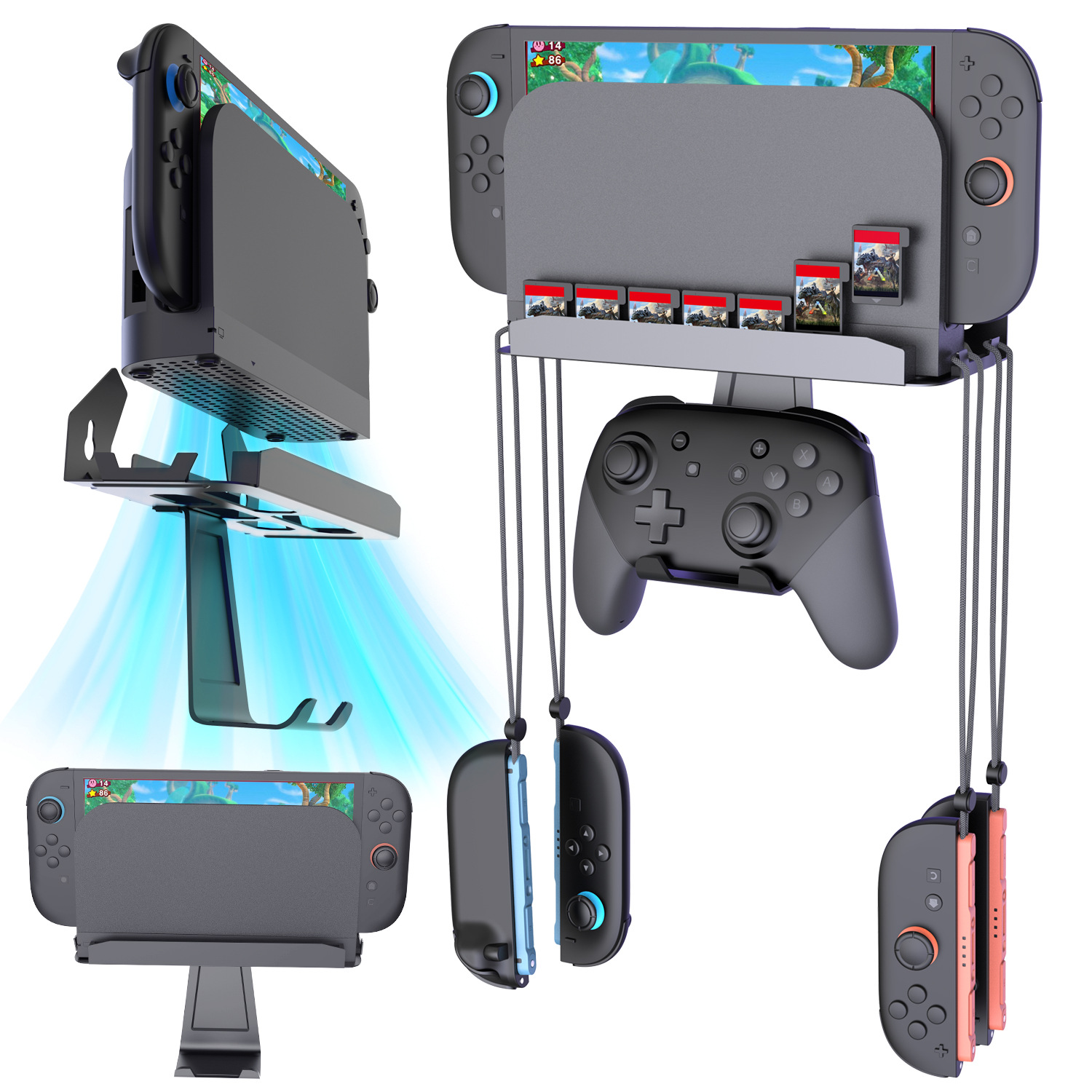 New Switch 2/Switch/Oled universal wall mount hardware bracket with game card slot supports Pro handle