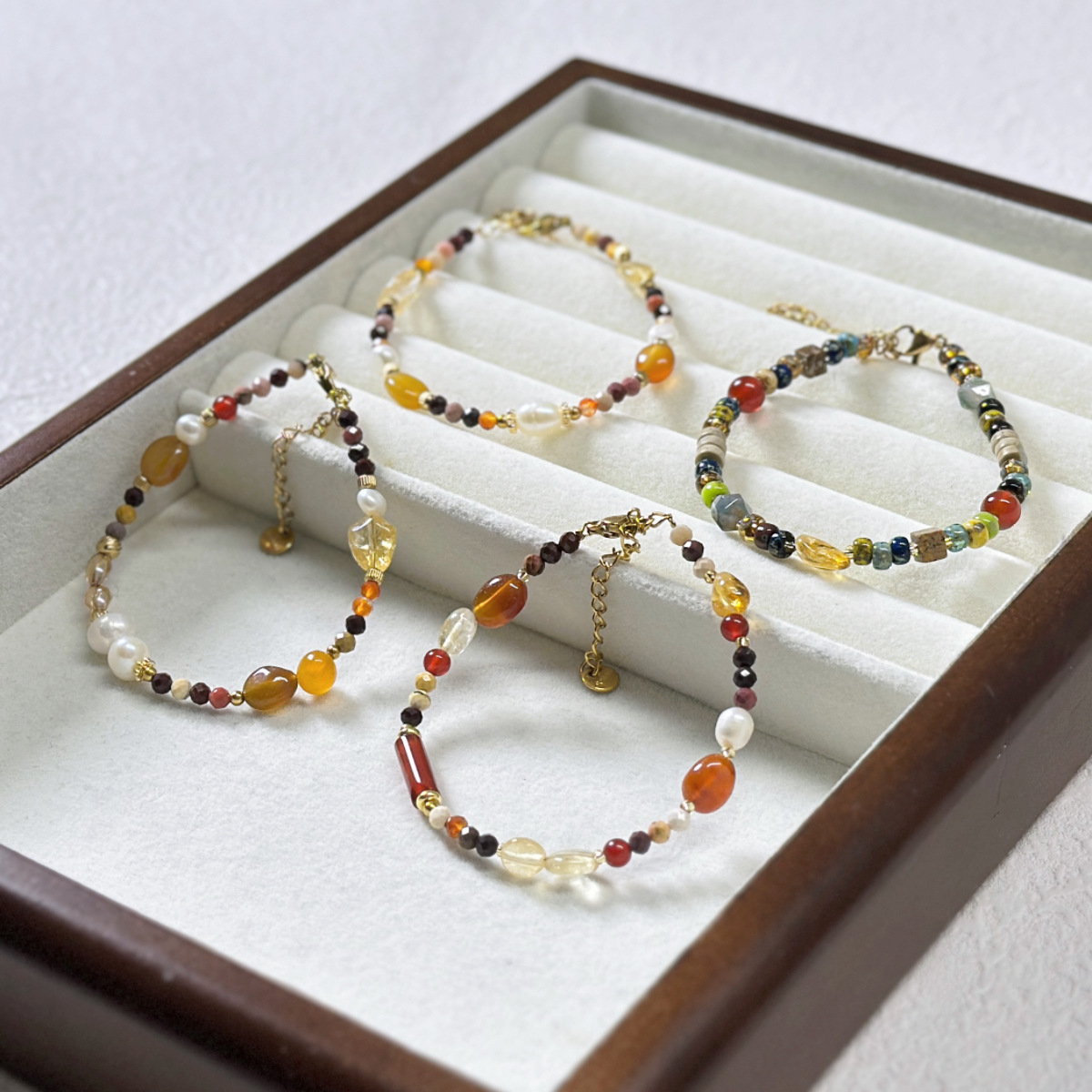New Chinese Style Natural Stone Freshwater Pearl Crystal Titanium Steel Bracelet Handmade Beaded Agate Dopamine Bracelet