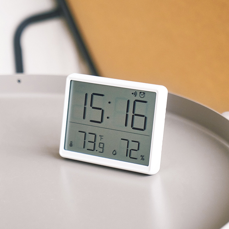 Slim Electronic Clock Simple Digital Clock Wall-Mounted LCD Small Alarm Clock Multifunctional Temperature Electronic Clock 8218