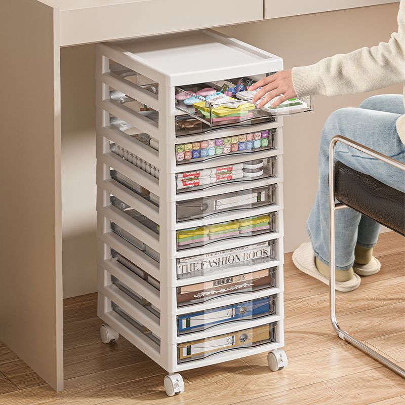 Multi-layer storage rack drawer type knead storage box home under table transparent with wheels storage push cart type shelf