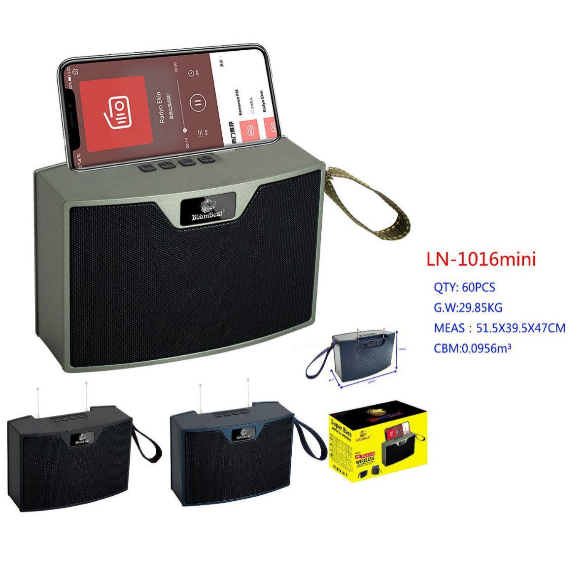 LN1016mini New Africa Bluetooth Square Portable Solar Antenna Phone Stand Speaker