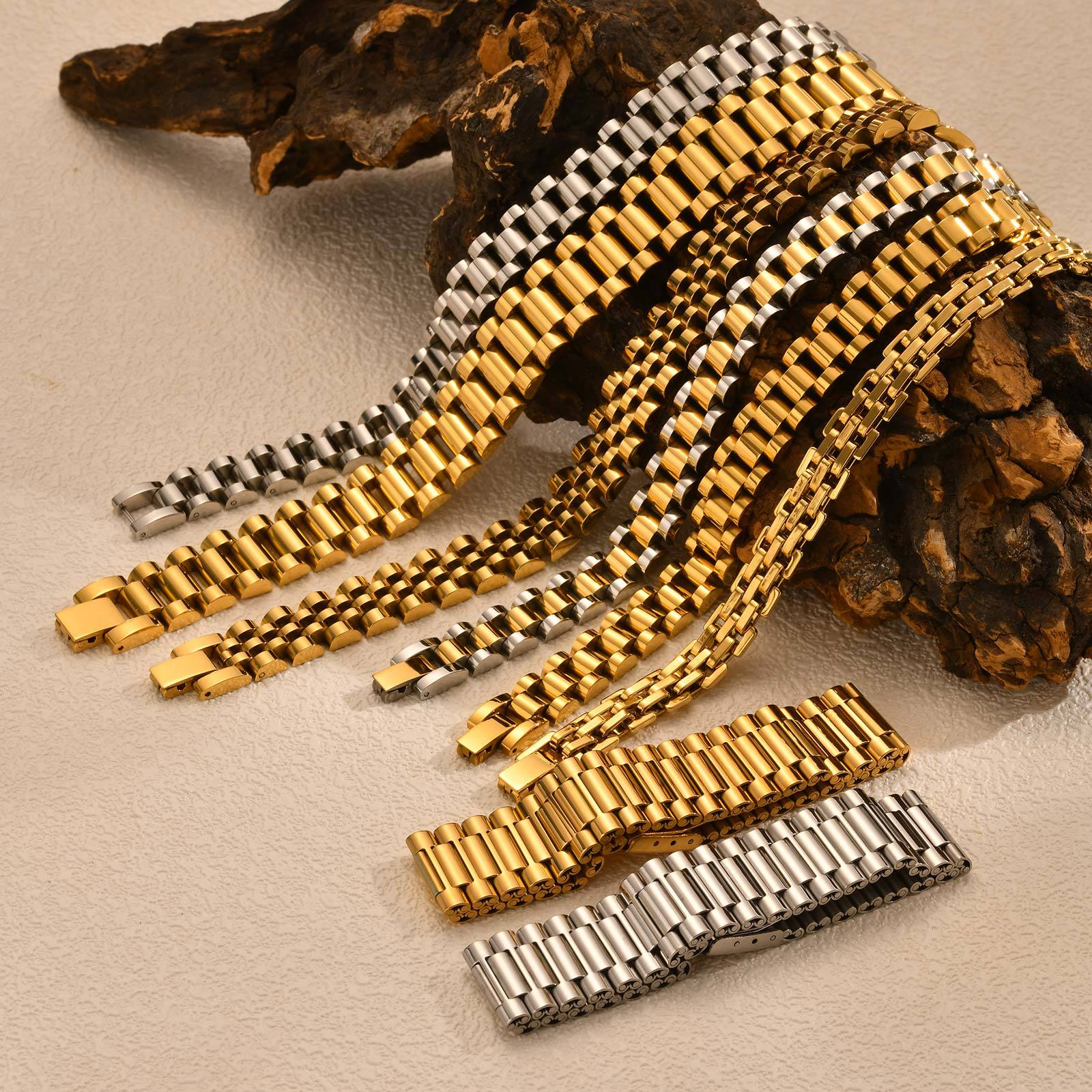 Huanmu Accessories Stainless Steel Watchband Bracelet Couple Watch Chain Titanium Steel Accessories Hand Jewelry