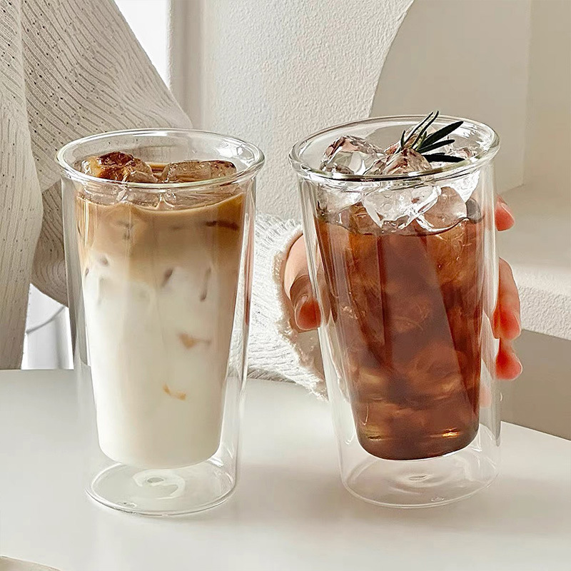 Heat-resistant double-layer insulated glass water cup, coffee cup, water cup, milk drink cup, milkshake, milk tea, coffee cup