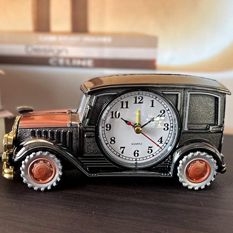V1312-6 CH555 Series Six Vintage Car Alarm Clock Nostalgic Digital Pointer Plastic Desk Clock