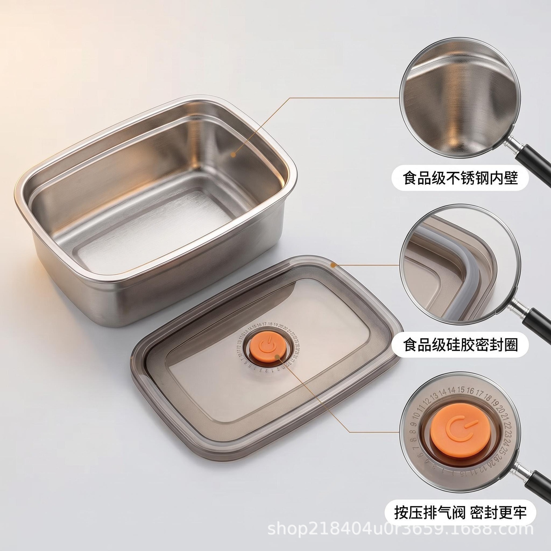 316 stainless steel fresh-keeping box with lid sealed lunch box bento box refrigerator storage box microwave safe leak-proof durable