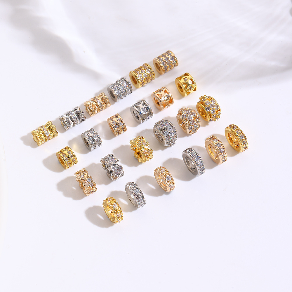 Copper plated 18K gold spacer beads, handmade loose beads DIY bracelet necklace crystal pearl spacer beads jewelry accessories