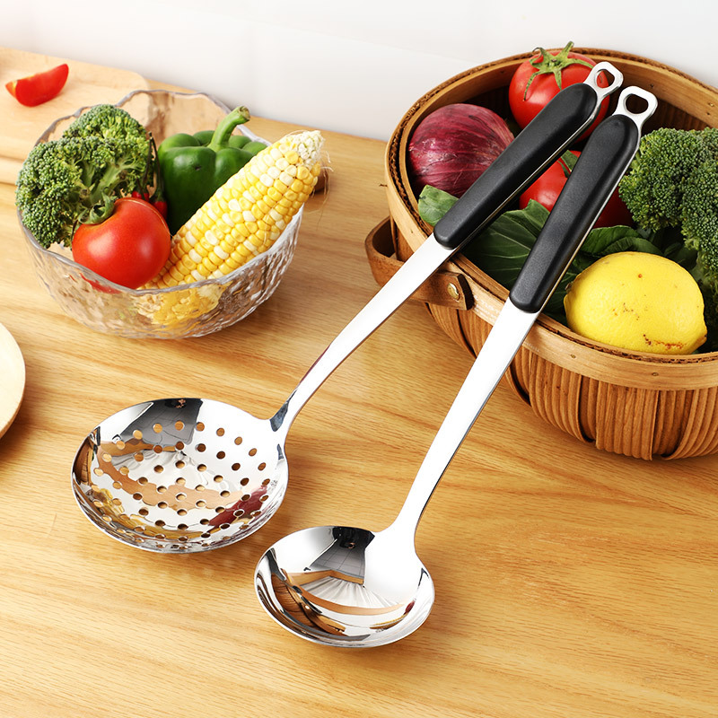 Stainless Steel Bakelite Handle Bright Chinese Style Handle Frying Pan Spatula Soup Spoon Slotted Spoon Cooking Home Kitchen Utensils Set Carefully Selected