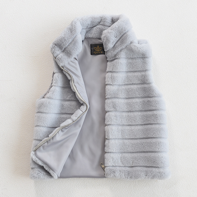 Autumn and Winter New Vest Faux Fur Vest Lady Stand Collar Faux Fur Coat Lady Vest Coat