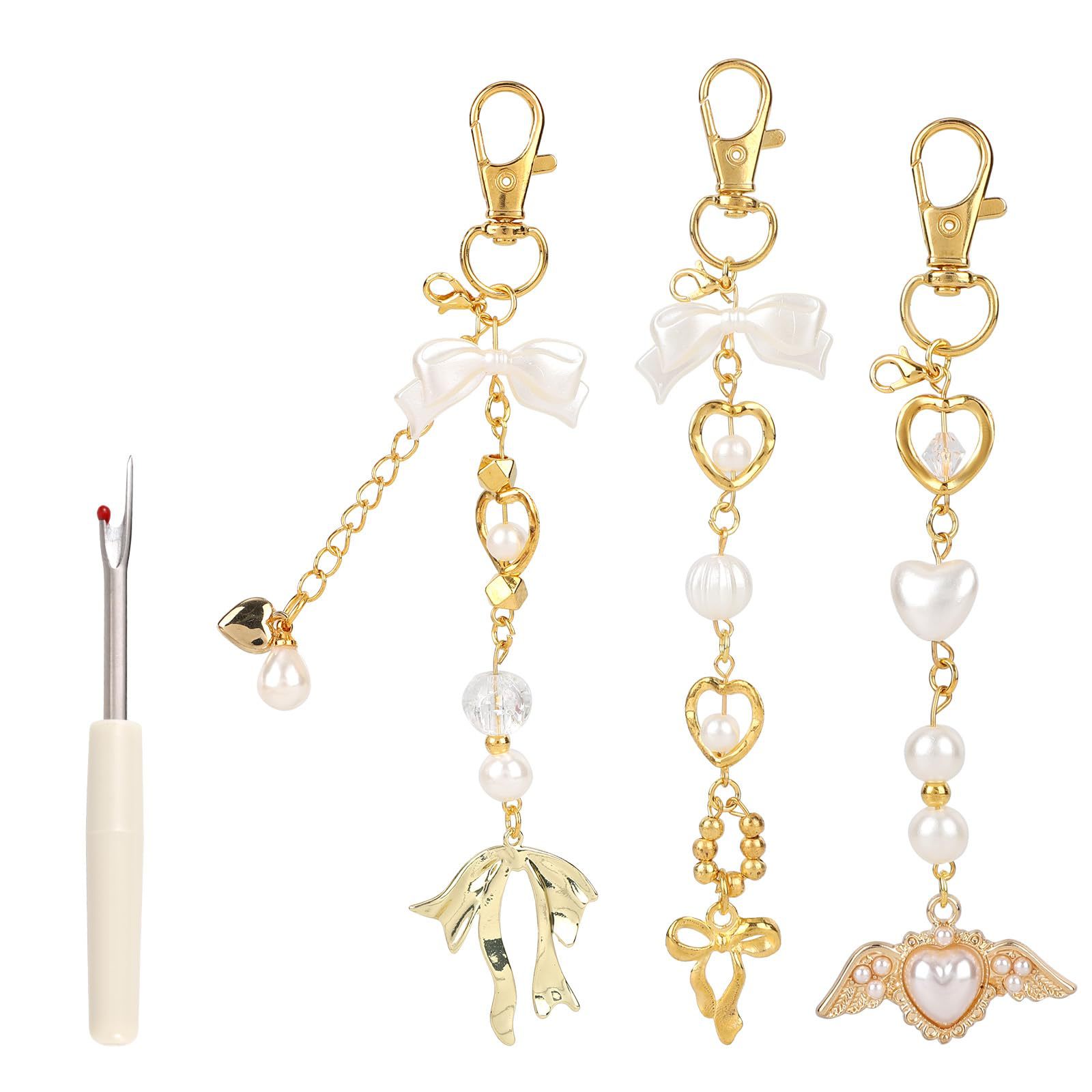 Alloy Heart Irregular Hollow Keychain Pendant Accessories Gold Bow Pendant Keychain