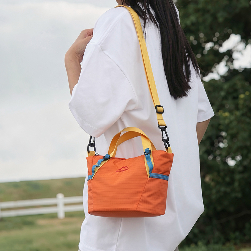 2026 New Dopamine Contrast Color Small Tote Bag Lightweight Nylon Handbag Casual Commute Crossbody Shoulder Bag
