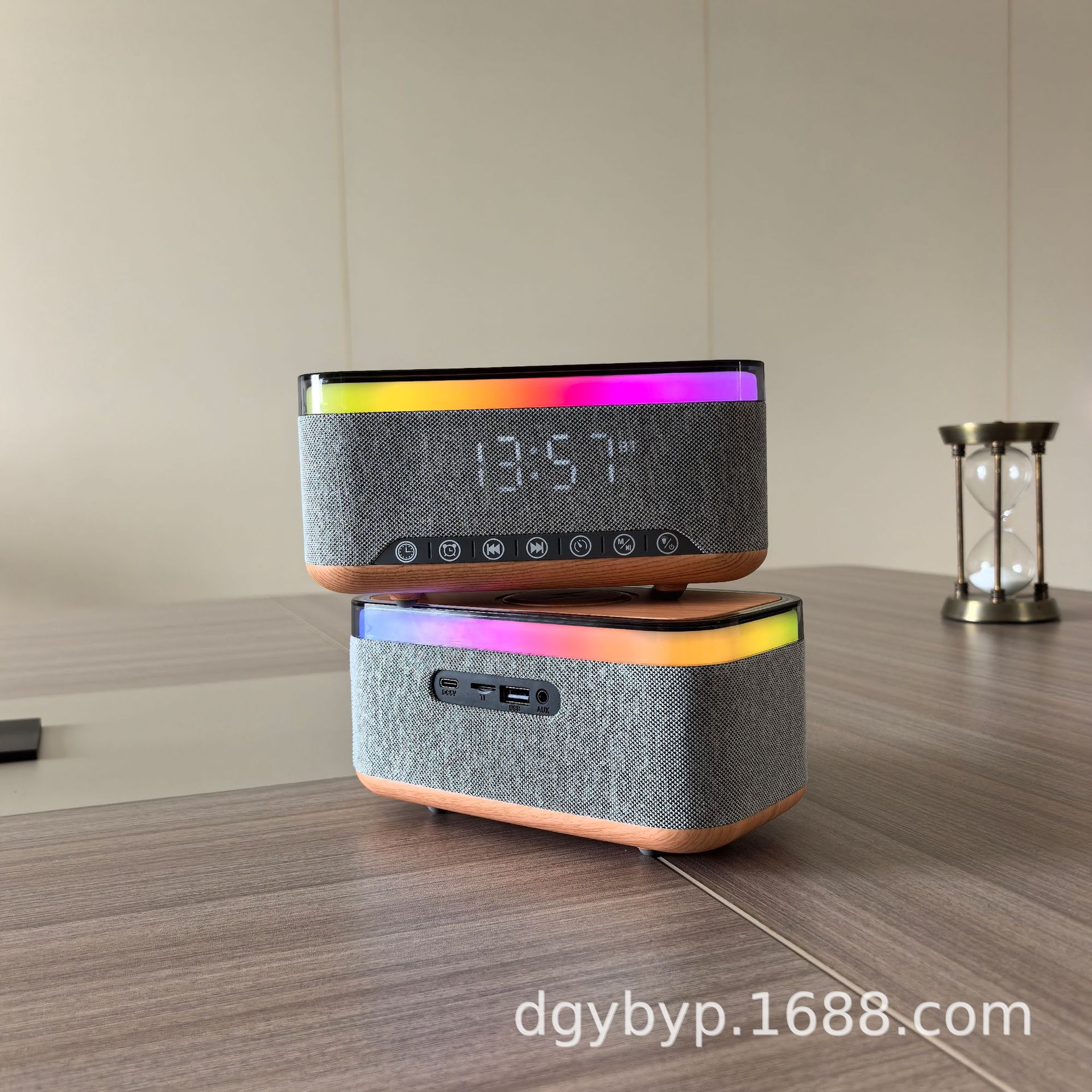 Speaker Bluetooth colorful light 15W wireless charging three-in-one colorful light subwoofer colorful alarm clock