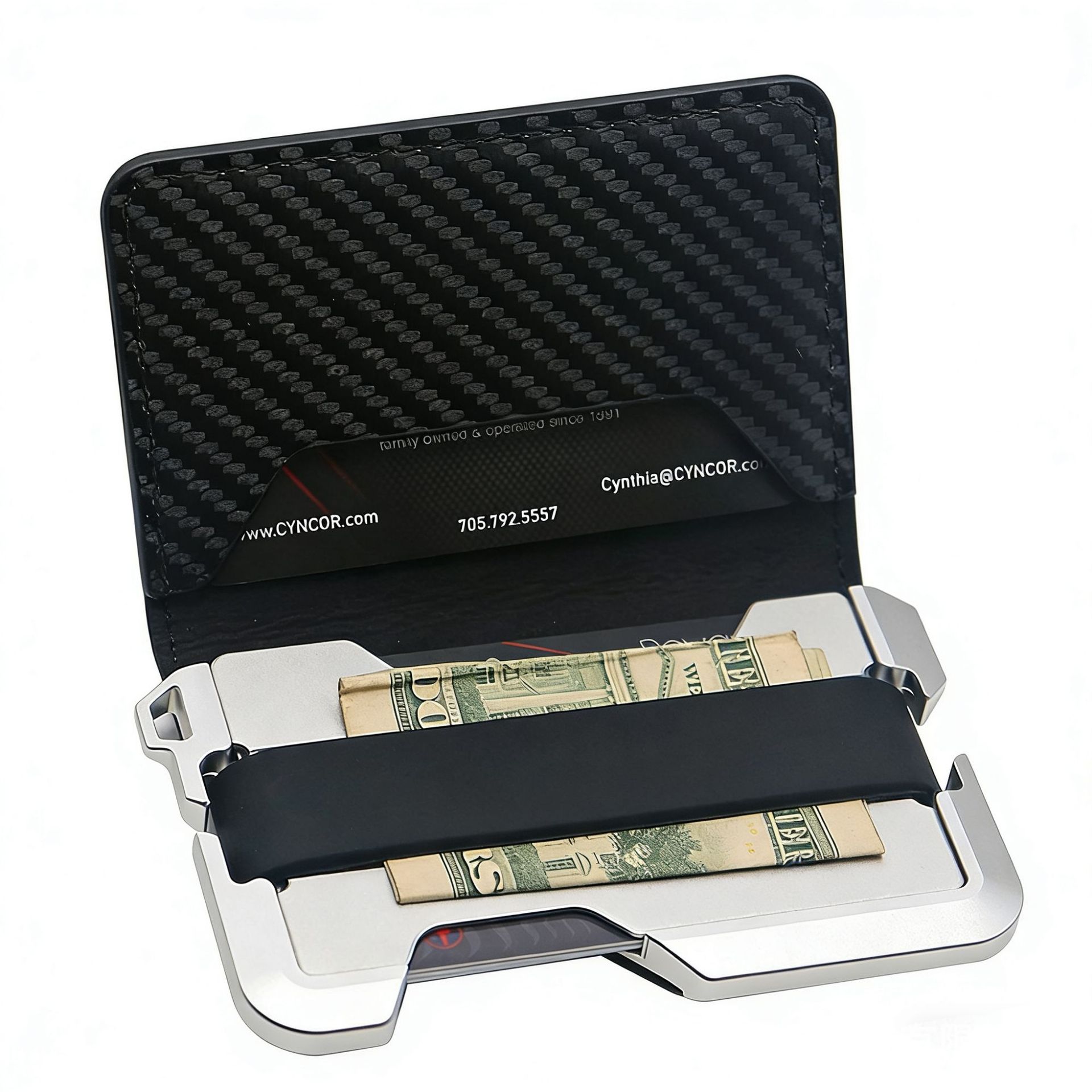 Carbon Fiber Key Ring Card Holder Men's Multi-functional Wallet RFID Metal Card Organizer New
