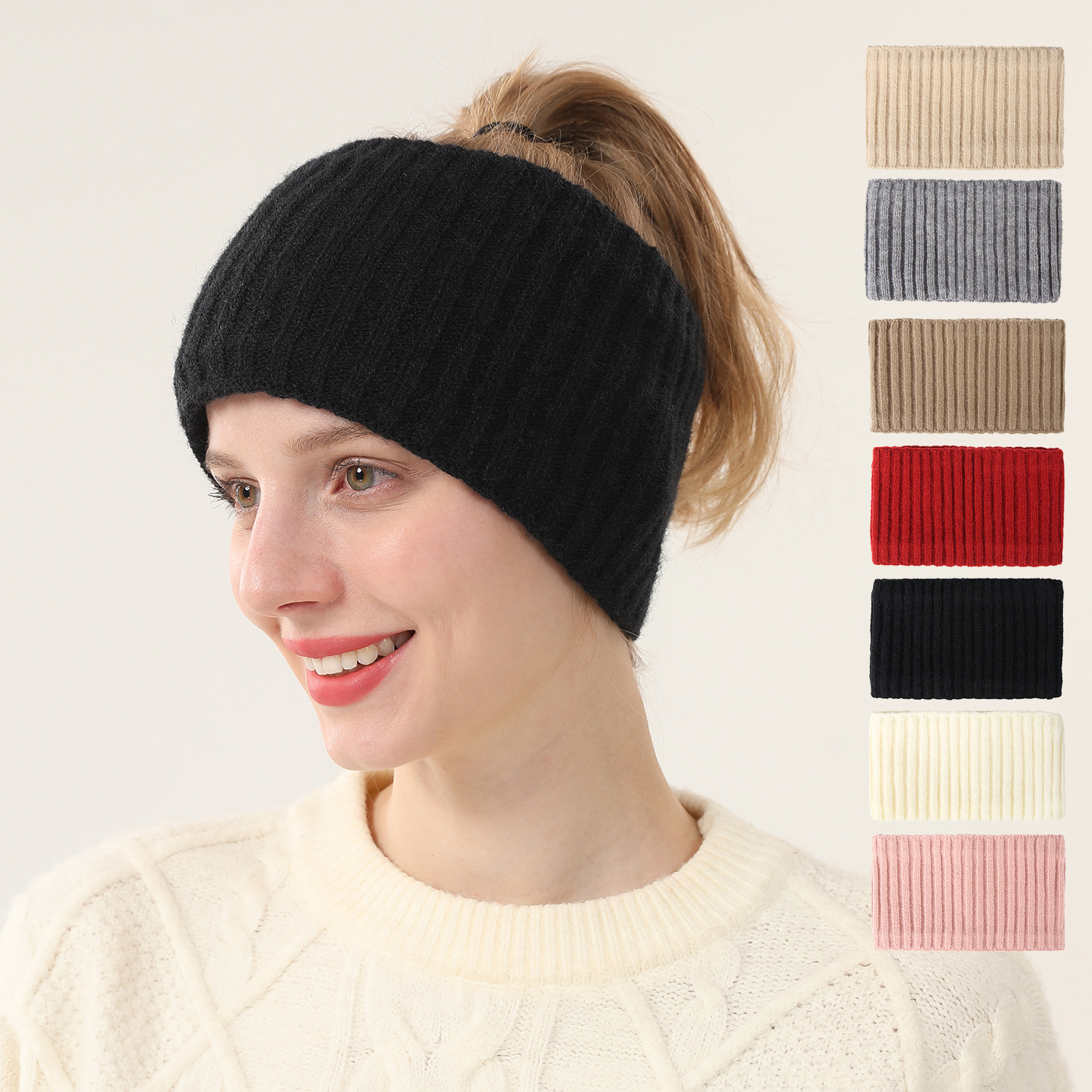 Knitted Headband Autumn Winter Fleece-Lined Women's Hairband Warm Sports Headband Hair Hoop Wool Headband Postpartum Headband