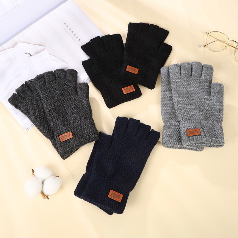 New Product Warm Half-Finger Gloves Writing Flexible Convenient Warm Thickened Anti-Cold Imitation Cashmere Unisex Gloves