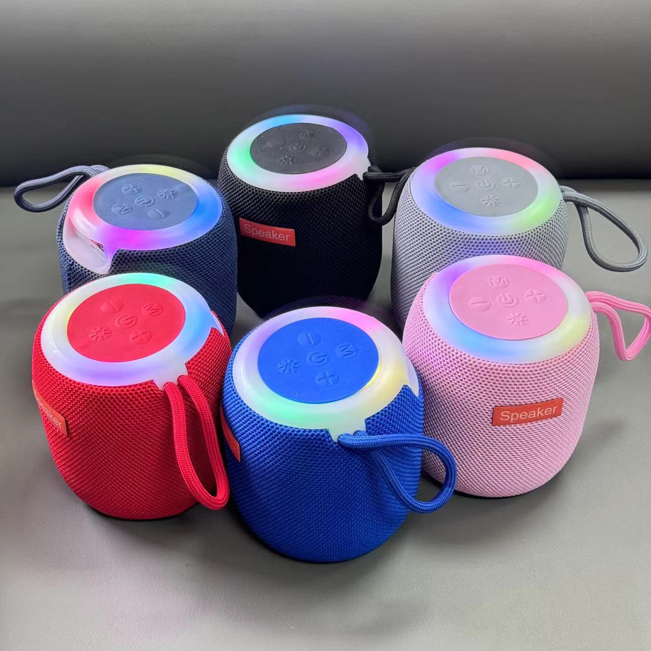 Bluetooth outdoor cycling speaker RGB light wireless card slot ambient light desktop speaker outdoor speaker fabric