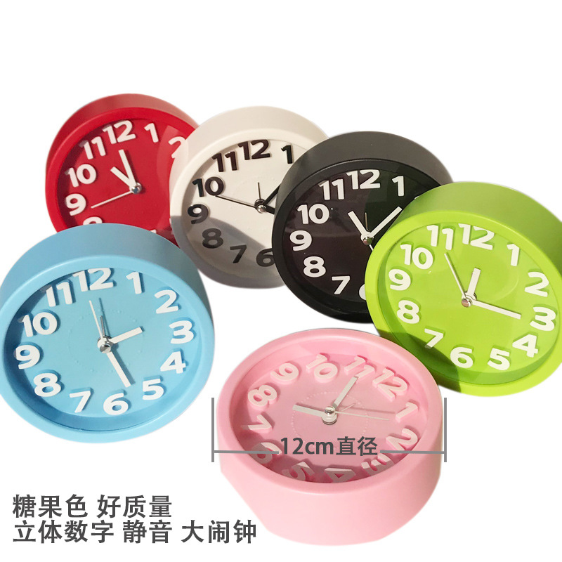 Cartoon 3D Numbers Ultra-Quiet Large Alarm Clock Student Children Gift