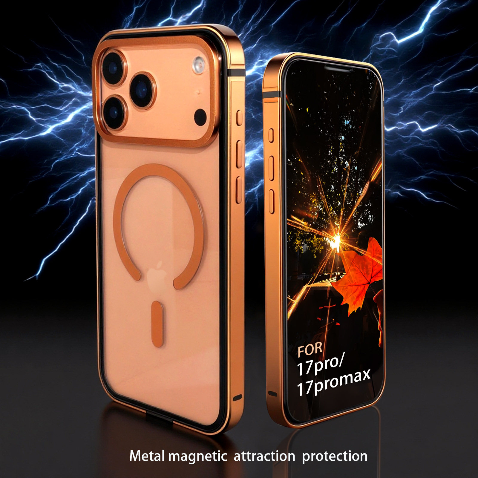 Magnetic Phone Case for iPhone 17 Pro Max Transparent Case with Metal Frame Anti-drop