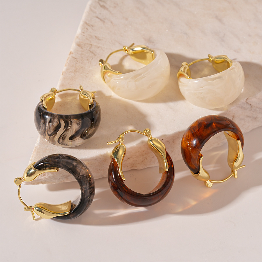 Resin Gradient U-Shaped Basket Ear Cuff Earrings Simple Geometric Earrings for Women