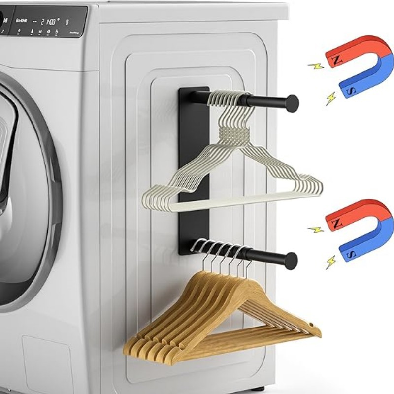 Exclusive hanger storage, magnetic hanger organizer, washing machine side storage rack, wall-mounted
