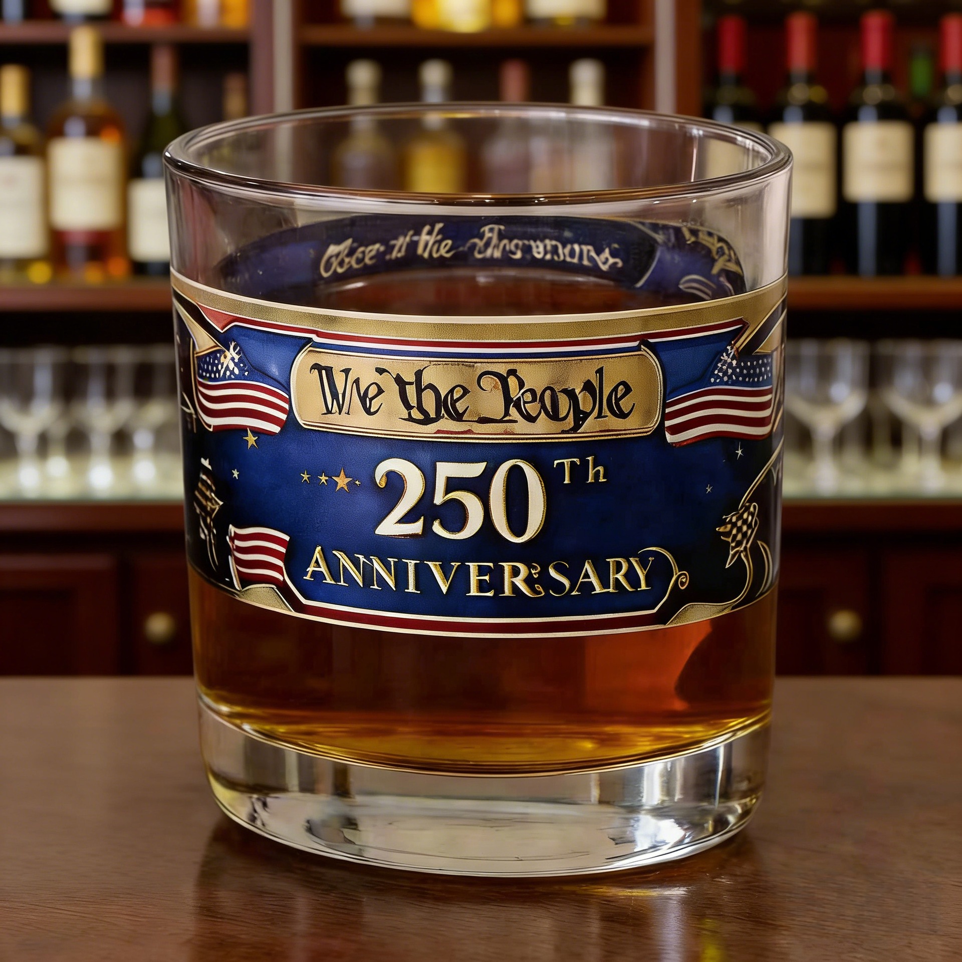 Safe packaging 250th anniversary glass wine glass glass chemical silk printing whiskey brandy