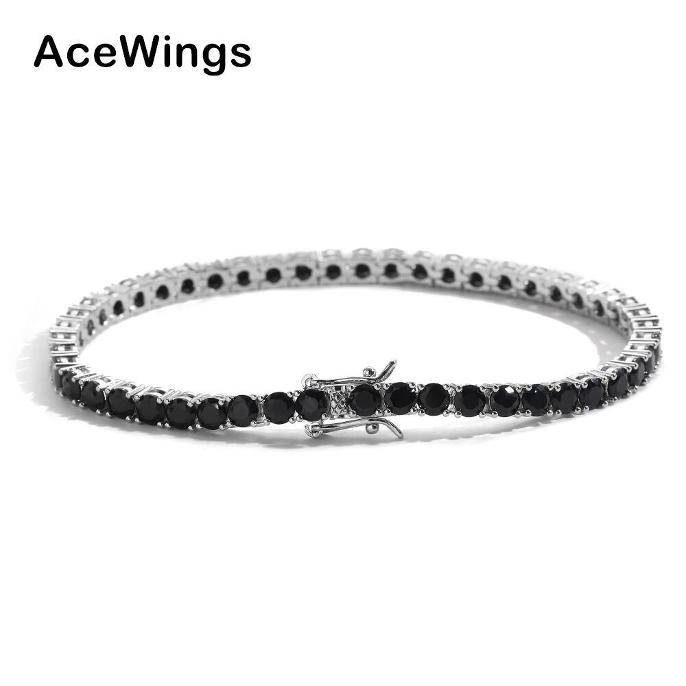Hip-hop jewelry black tennis bracelet 3mm 4mm 5mm copper set zircon black tennis chain new hot