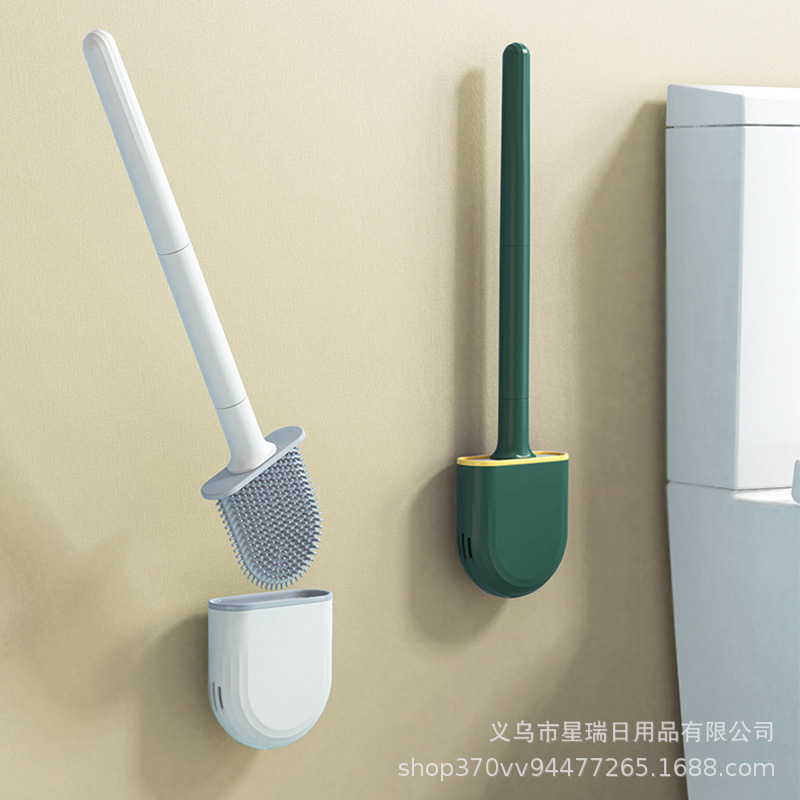 Mini Silicone Toilet Brush, Household No-Dead-Angle Toilet Cleaning Brush, Wall-Mounted, Detachable Bathroom Brush