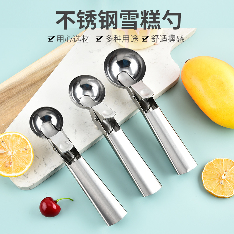 Stainless Steel Ice Cream Scoop Ice Cream Fruit Melon Baller Multifunctional Stirring Dessert Small Spoon Spoon Spoon