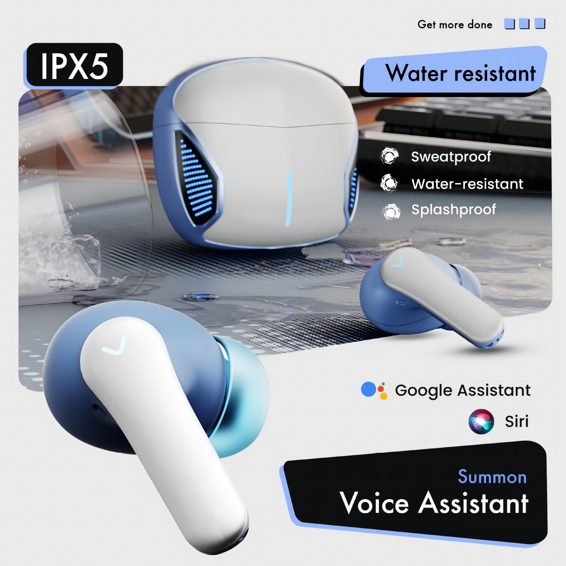 IVANTE Private Mold Y1 Wireless Stereo Dual-Ear Quad-Mic ENC Noise Reduction ANC Low Latency Gaming Bluetooth Headphones