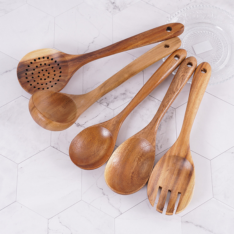 South American Acacia Teak Spatula Soup Spoon Wooden Spatula Slotted Spoon Wooden Rice Spoon Heat-resistant Non-stick Pan Kitchen Tool