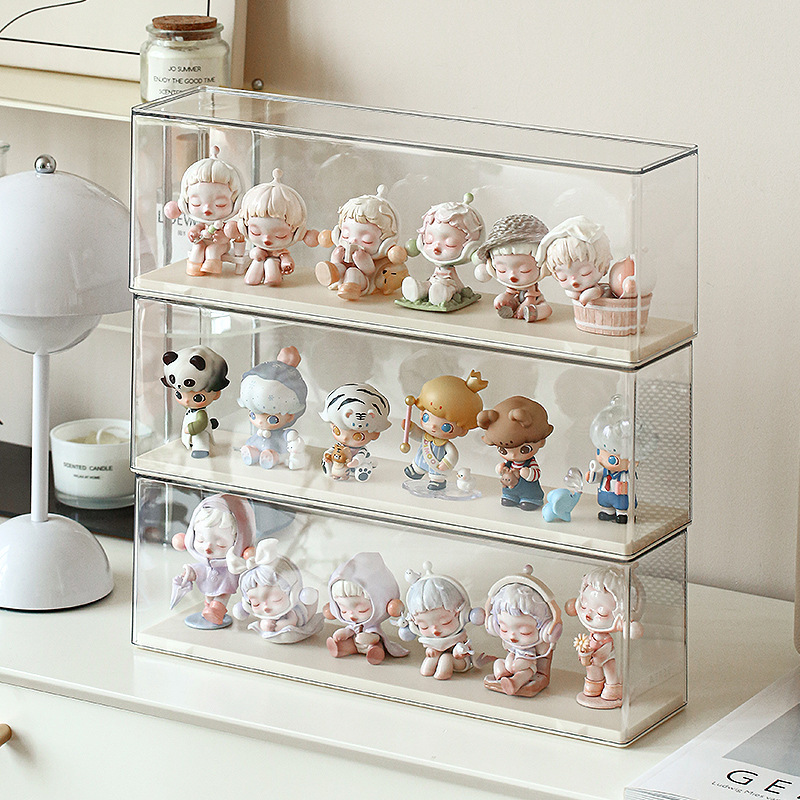 Blind Box Display Case Doll Figure Acrylic Display Stand Storage Cute Particle Dust-Proof Cabinet Hand Figure Storage Box