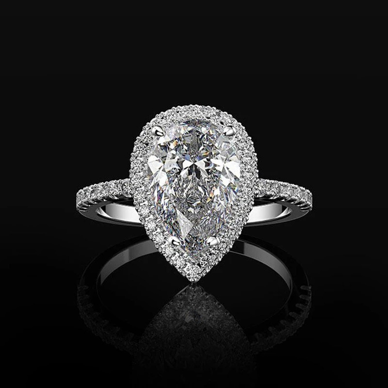 Cao Shi Jewelry Shining Teardrop Zircon Wedding Ring Women's Wedding Jewelry