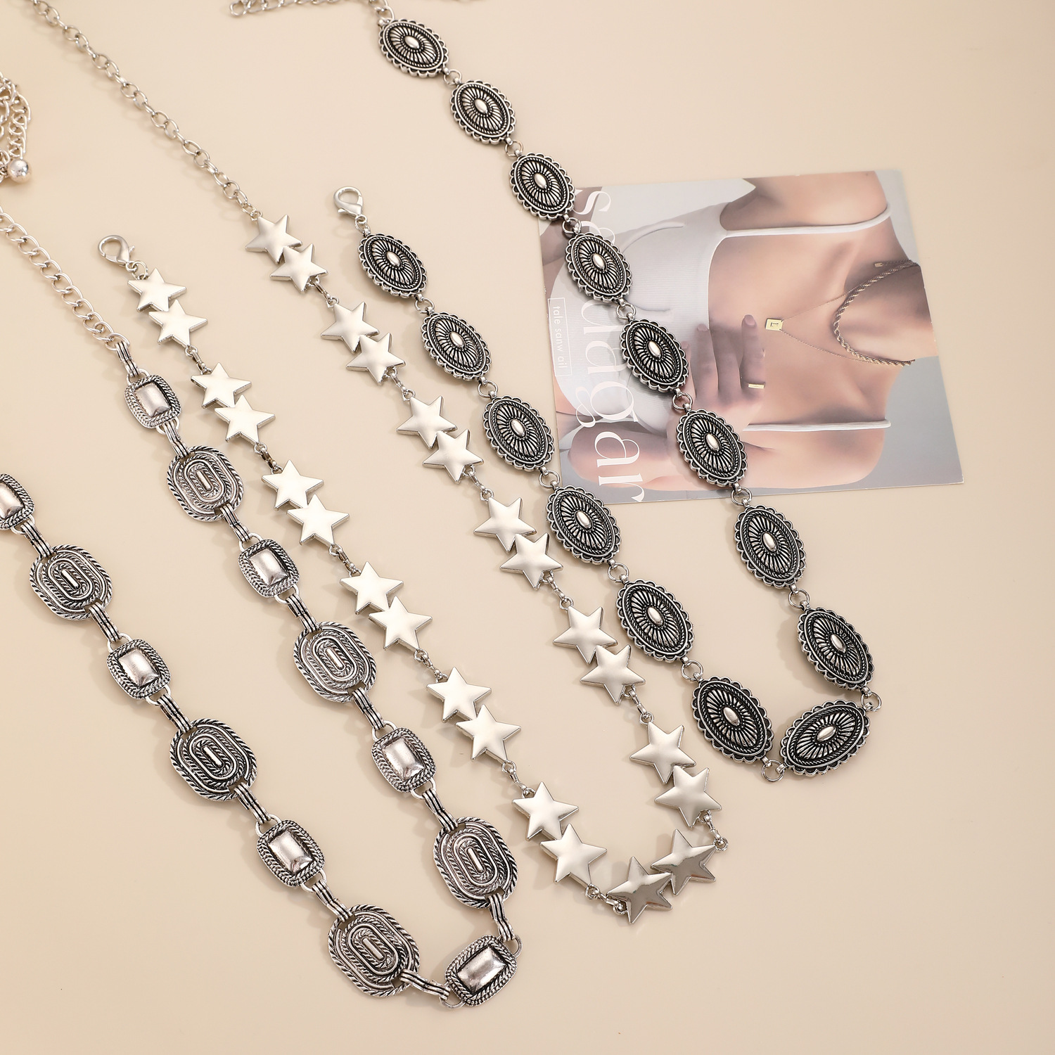 Waist Chain Women Decorative Thin Belt Simple with Dress Silver Ethnic Style Iron Chain Skirt Belt with Tassel