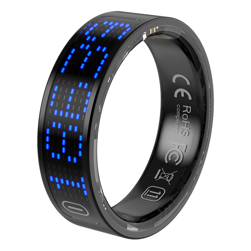 K80 Smart Ring Touch AI Digital Display 5ATM Waterproof Heart Rate Monitoring Sports Bluetooth Ring