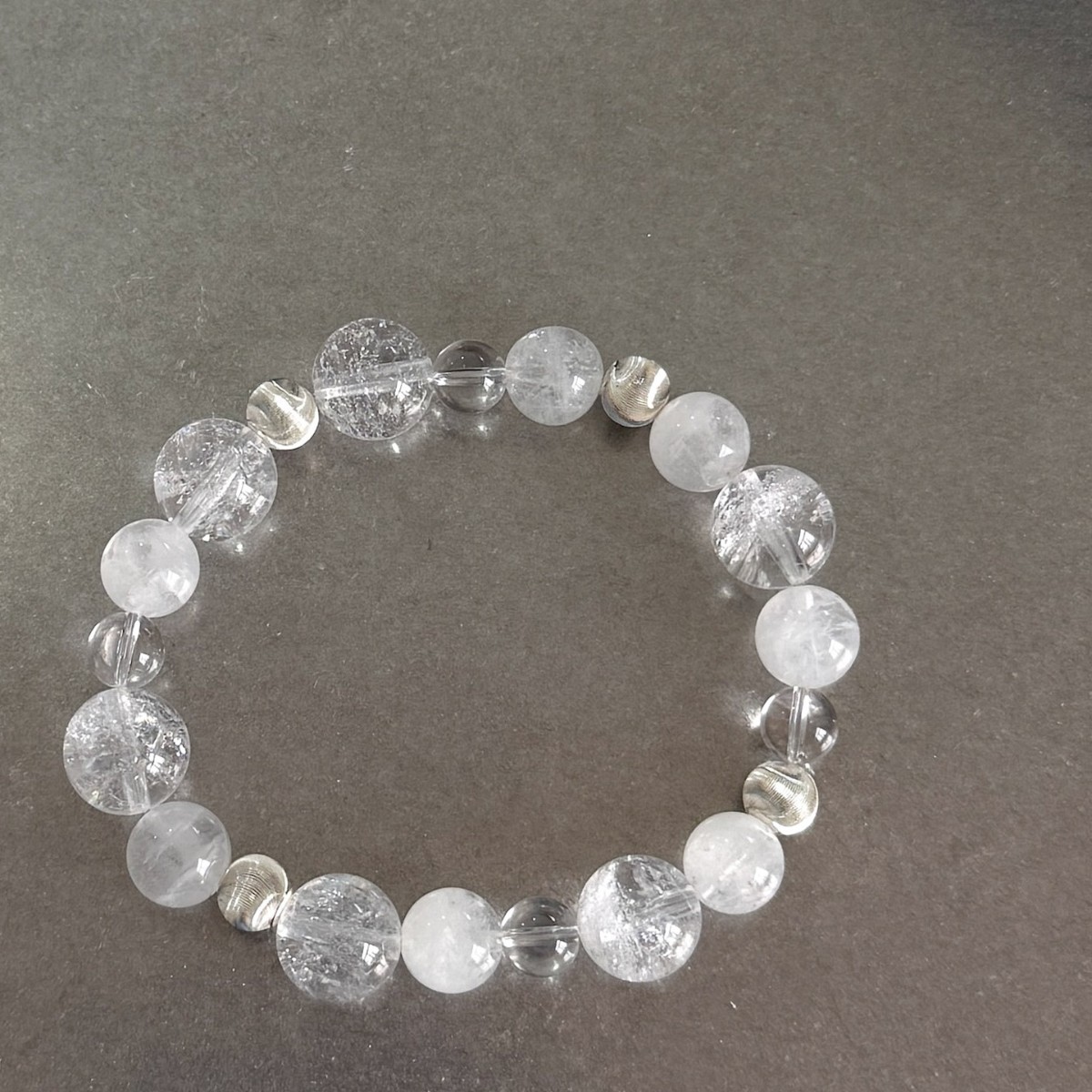 Stabilize emotions natural white Aze snowflake phantom crystal bracelet S925 sterling silver cat eye bead light feeling