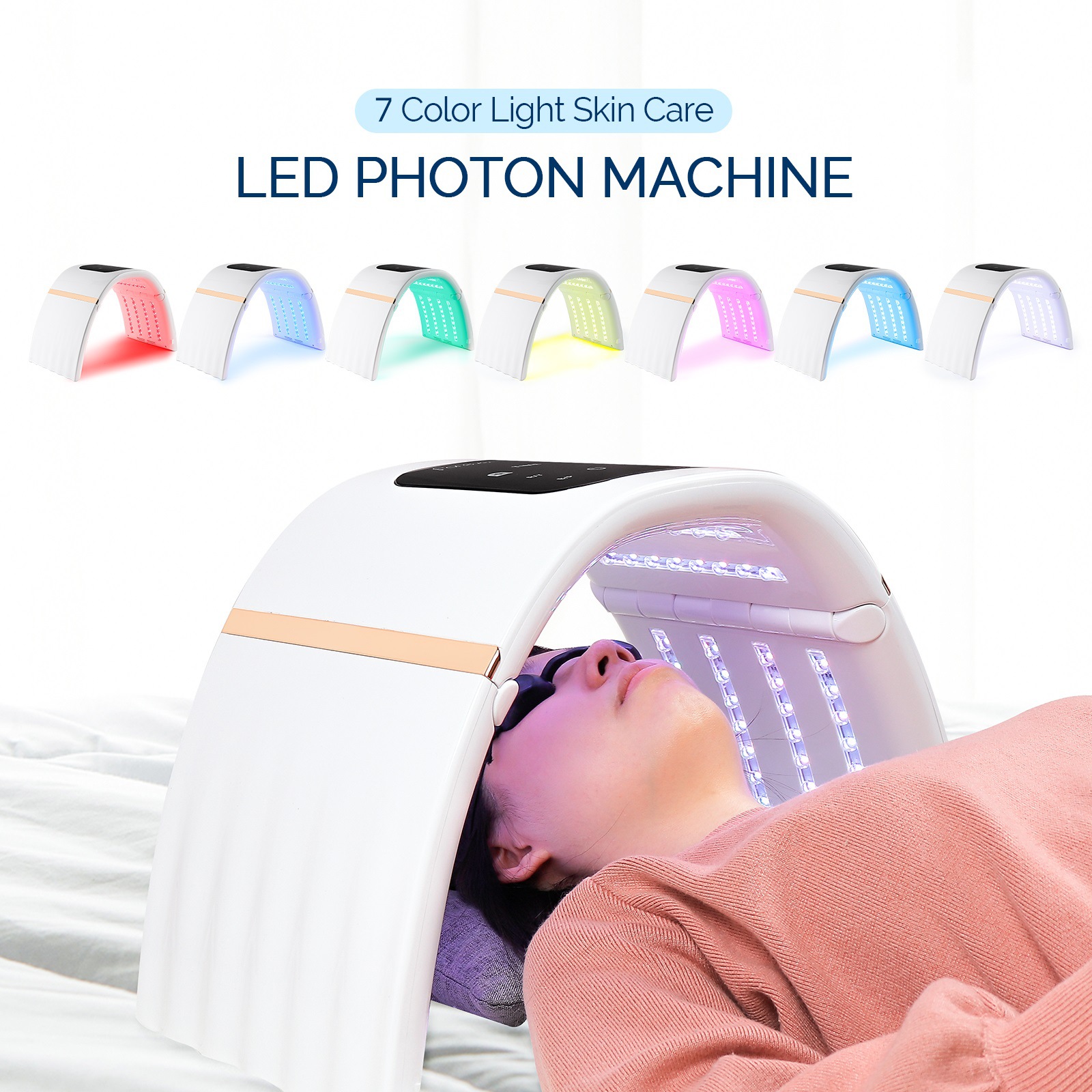 Photonic Skin Rejuvenation Beauty Device Red Blue Light Large Panel Seven Color Light Mask LED Folding Spectrometer Beauty Special