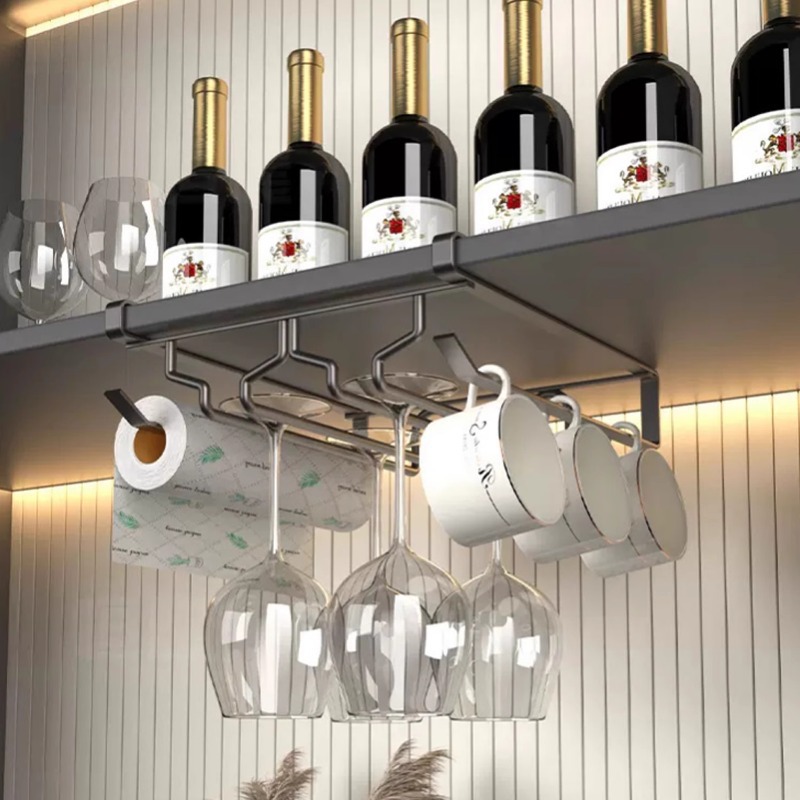 Red wine glass rack no-drill inverted rack goblet rack cabinet hanging rack home decoration storage