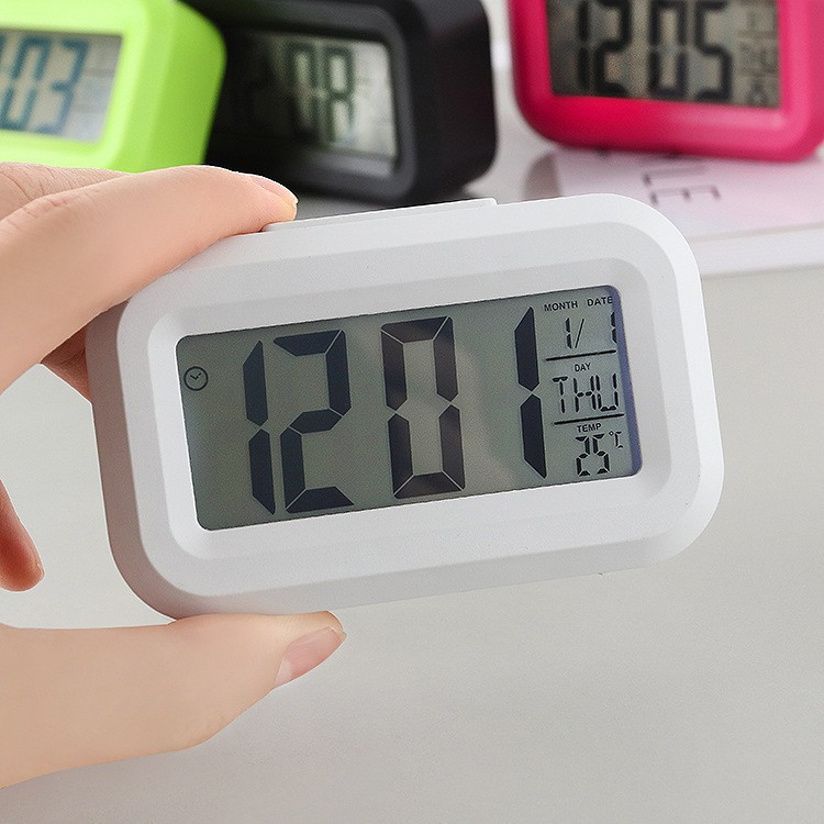 Alarm Clock Children Simple Small Alarm Clock Cute Student Mini Small Desk Clock Temperature Date Display Timer Snooze Clock