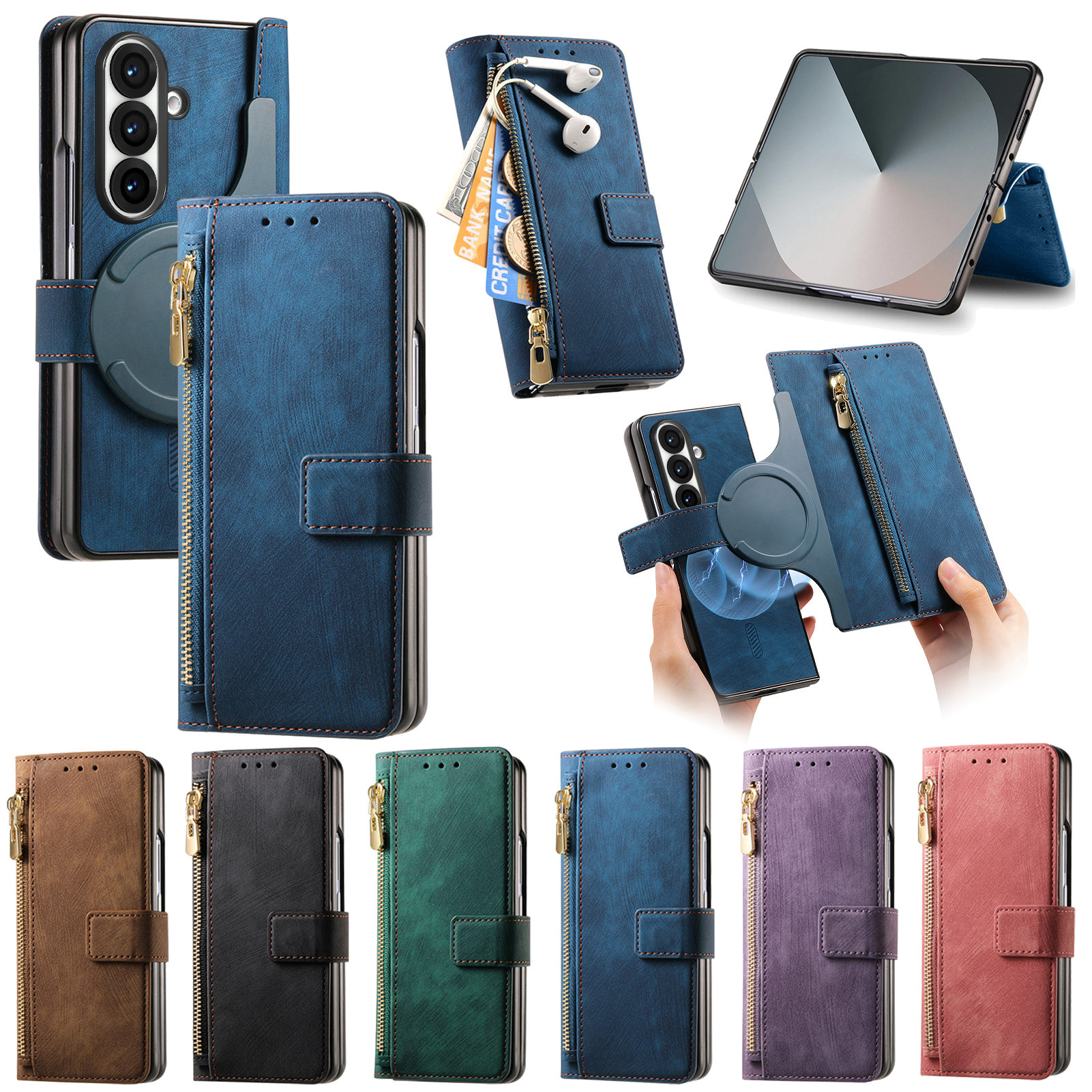 For Samsung Z Fold7 new magnetic two-in-one cover detachable phone leather case zfold7 case