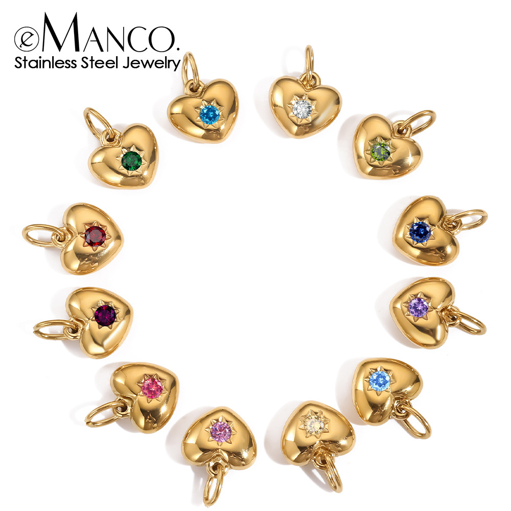 eManco 14K Gold Plated Rhinestone Love Small Pendant Handmade DIY Necklace Bracelet Earrings Jewelry Accessories Vacuum Plating