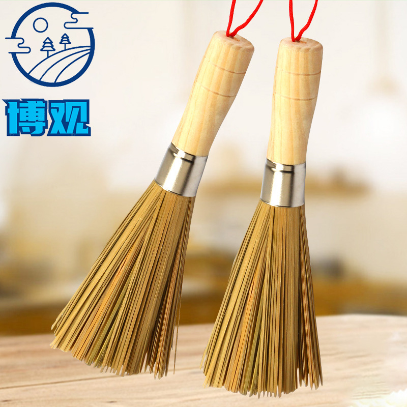 Bamboo long-handled dish brush, commercial kitchen cleaning pot brush, hotel restaurant slanted bamboo pot brush, old-fashioned cooking brush