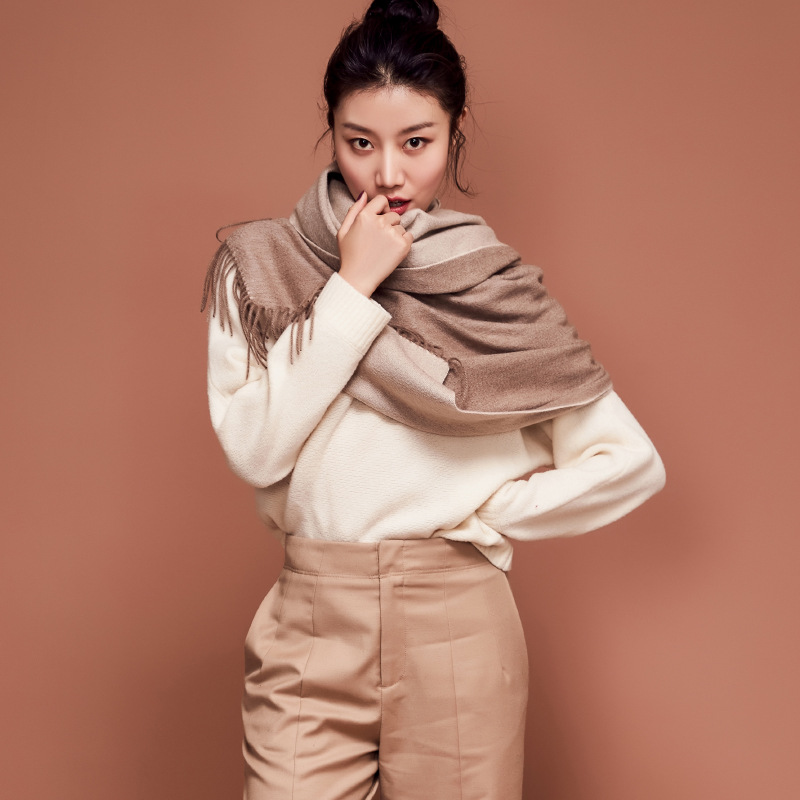 Inner Mongolia water wave women's double-sided pure cashmere shawl autumn and winter cold-proof warm scarf throw blanket