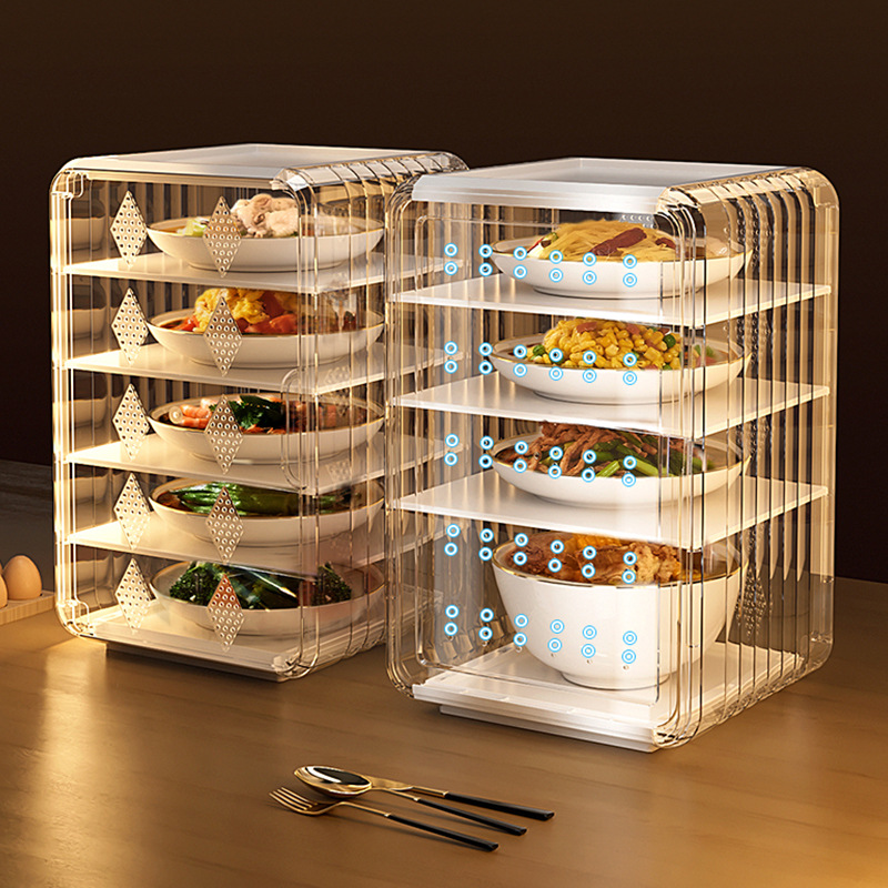 Summer Breathable Food Cover Plastic Transparent Removable Anti-Slip Dust-Proof Kitchen Table Anti-Mosquito Fly Storage Box