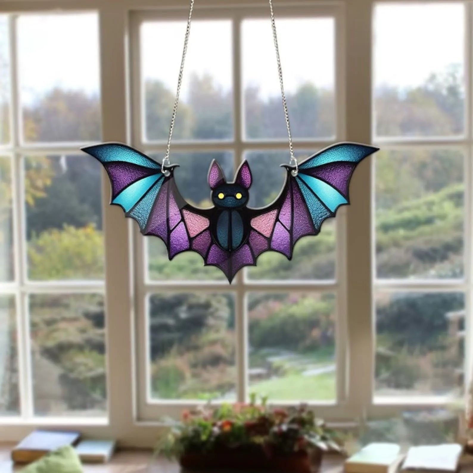 Dachshund Window Hanging Bat Window Decoration Acrylic Window Hanging Halloween