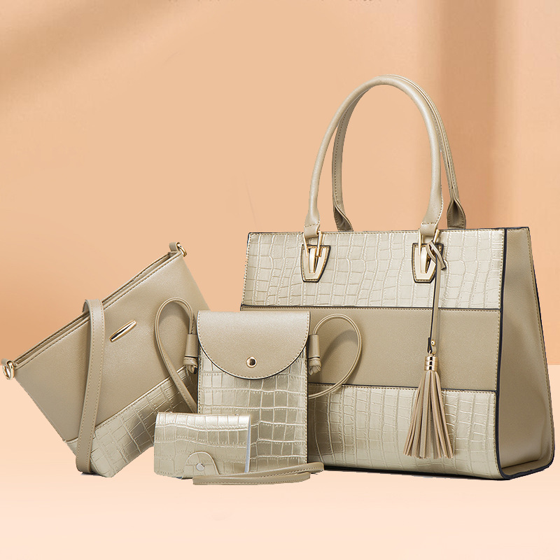 2026 new shoulder crossbody handbag crocodile pattern four-piece set mother-child bag
