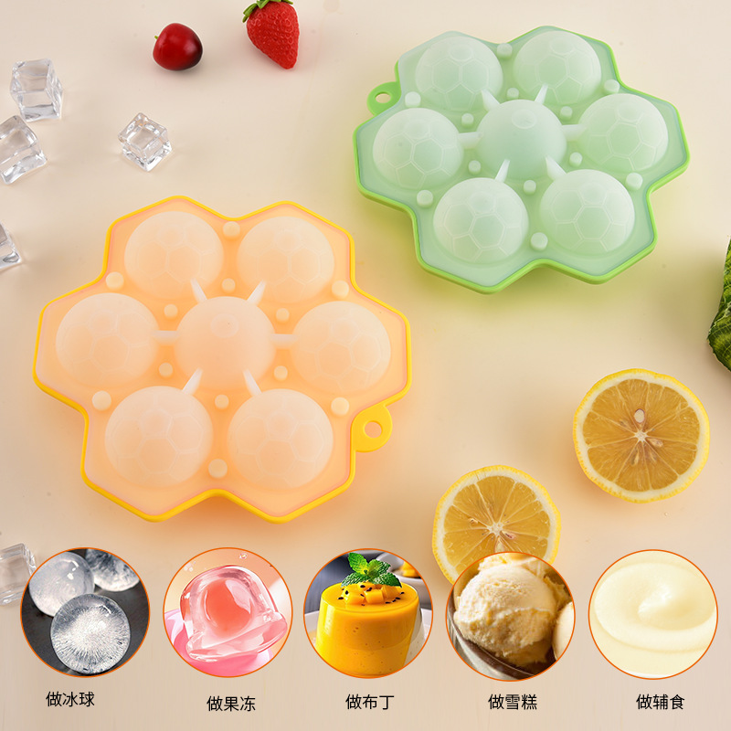 Round 7-hole silicone ice cube mold ice ball whiskey ice ball mold refrigerator ice cube tray