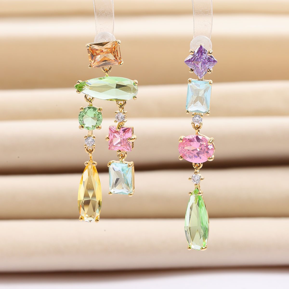 Natural elegant accessories colorful irregular zircon earrings stud earrings for women