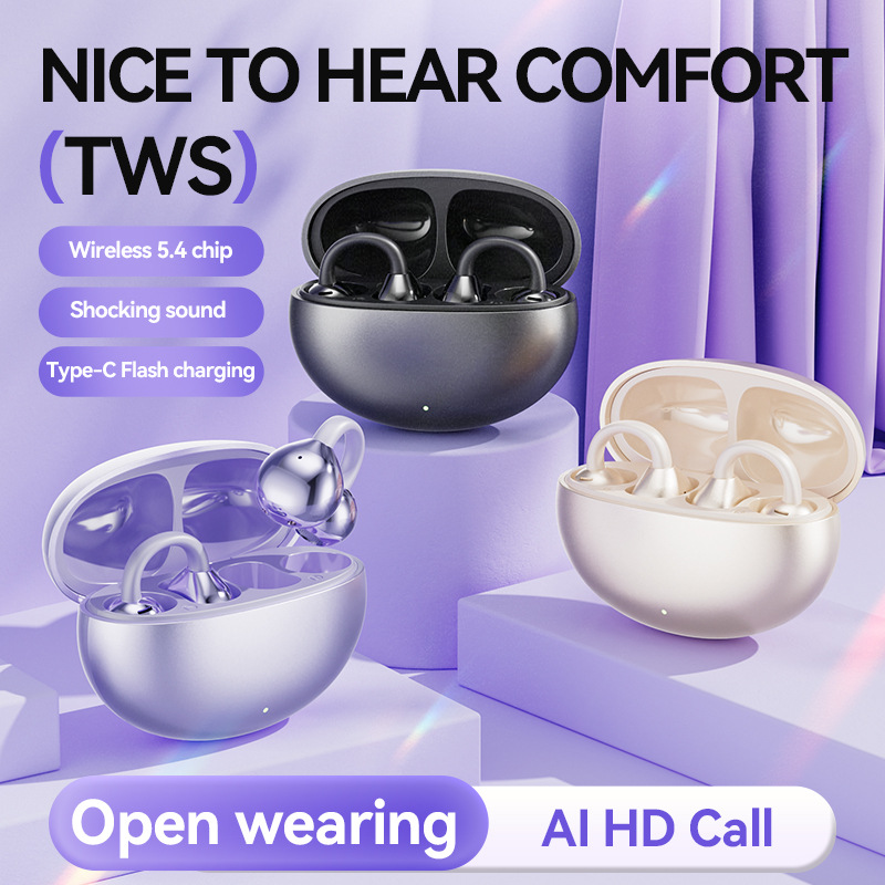 M91 Ear Clip Bluetooth Earphone Ultra Long Battery Life TWS Wireless Pair AI Translation Bluetooth Earphone