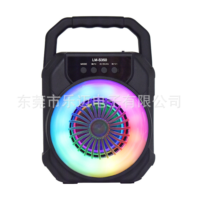2024 New LED Bluetooth Speaker USB Card Slot Cool Color Light Square Dance Outdoor Handle Small Audio Cross