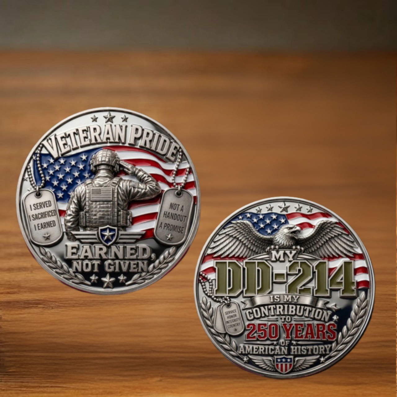 American Veterans Commemorative Coin DD-214 Military Challenge Coin New Standalone Site Product Supplier